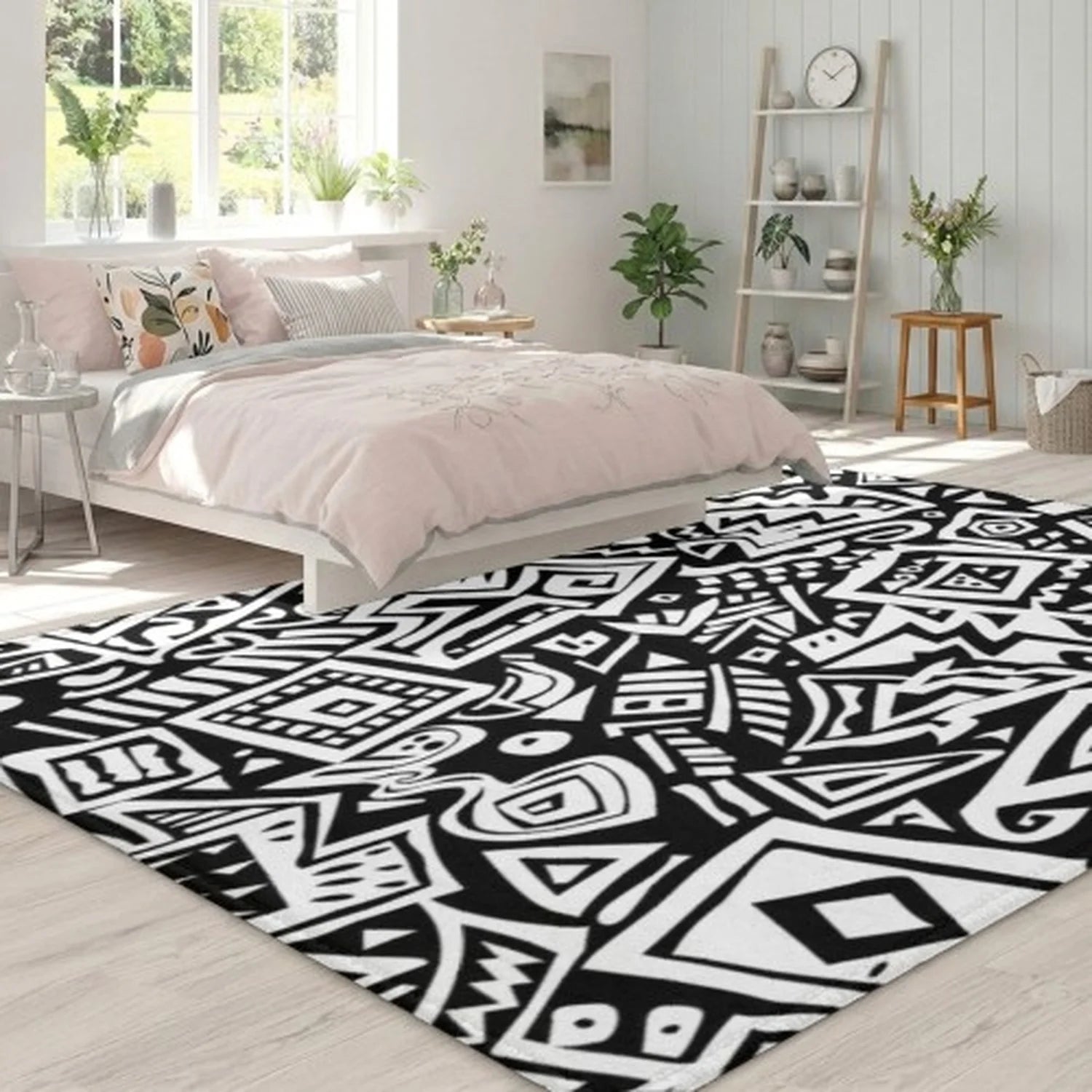 Stylish Boho Zebra Striped Polyester Textured Area Rug