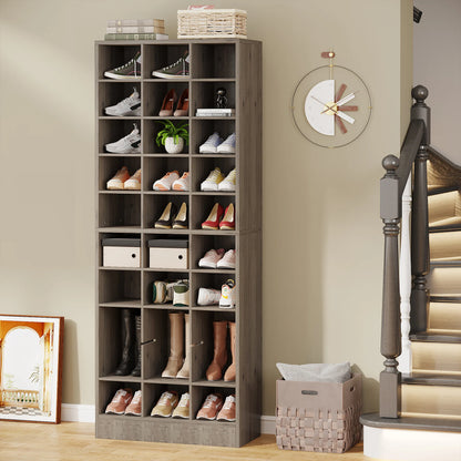 Tribesigns Wooden Shoe Cabinet Eight Tier Display Shelf Rack