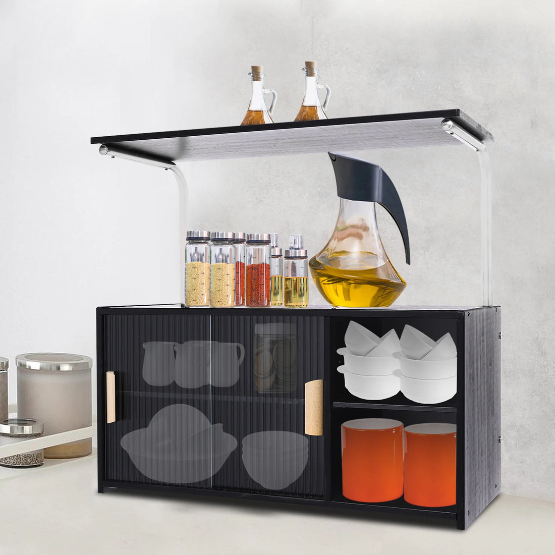 Two-Tier Storage Cabinet With Adjustable Shelves And Clear Door