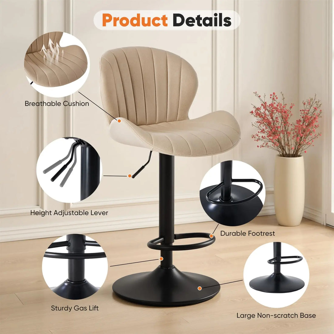 JHK Modern Ergonomic Dining Chairs Set Of Two Pieces