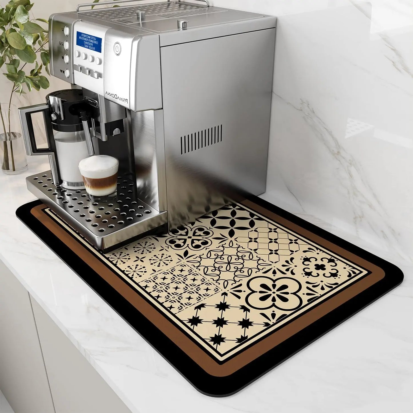 Water Absorbent Coffee Machine Mat With Rubber Backing