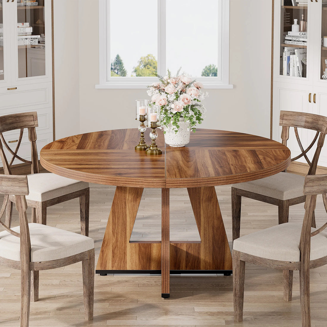 Tribesigns Round Dining Table Farmhouse Style For Dining Room