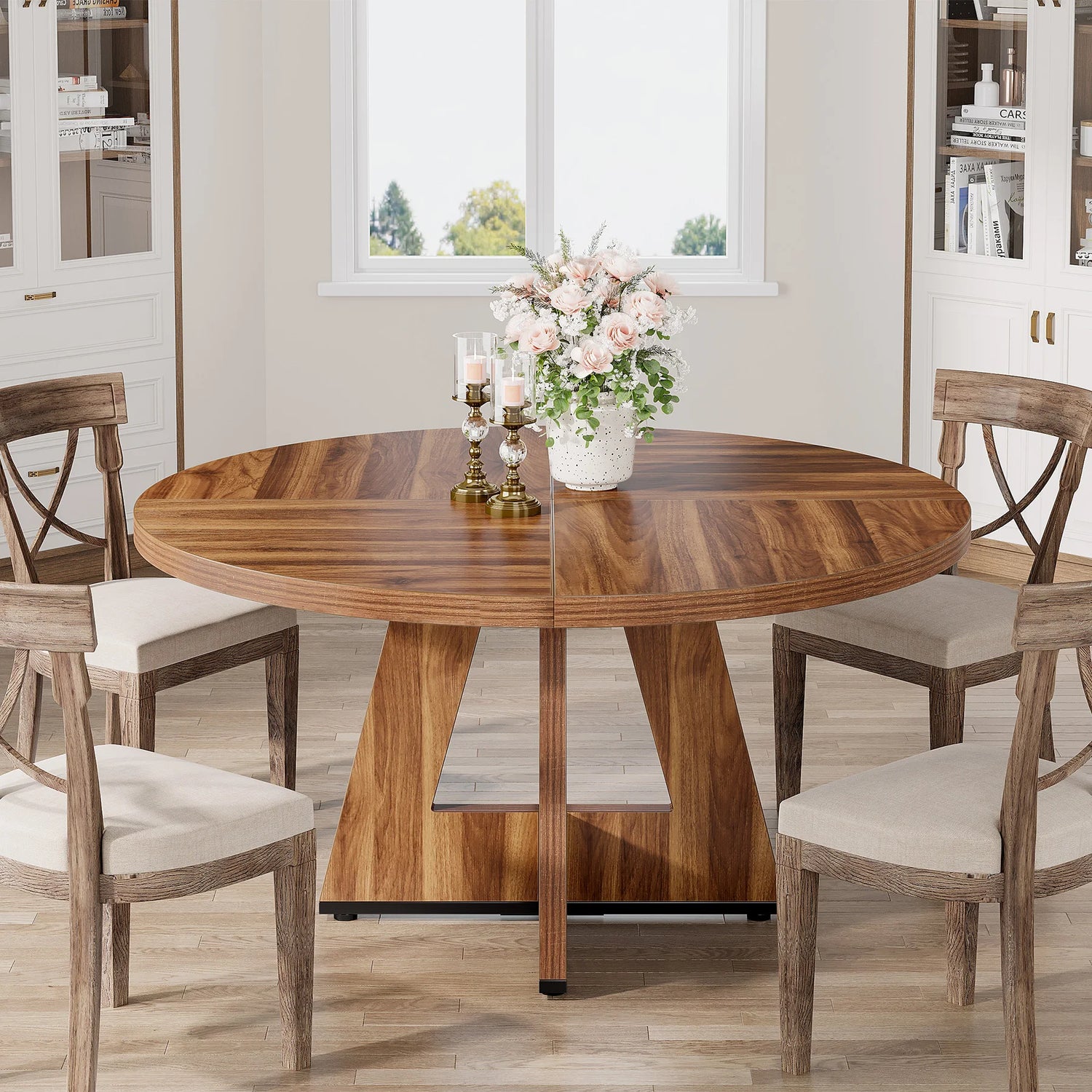 Tribesigns Round Dining Table Farmhouse Style For Dining Room