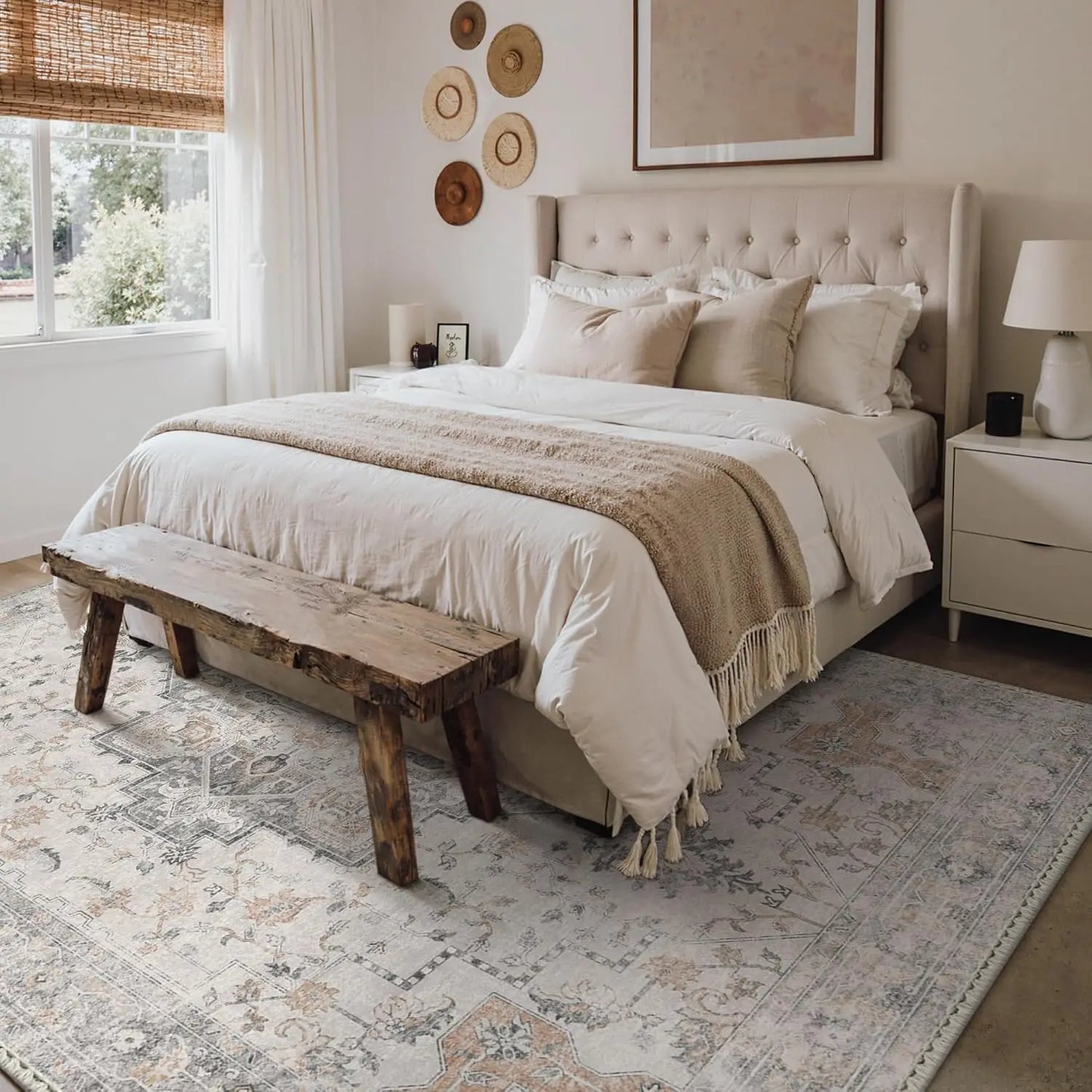 Machine Washable Anti Slip Kilim Print Area Rug For Living Room