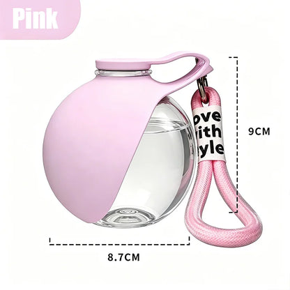 2-In-1 Portable Dog Water Bottle With Lanyard Foldable Silicone Bowl