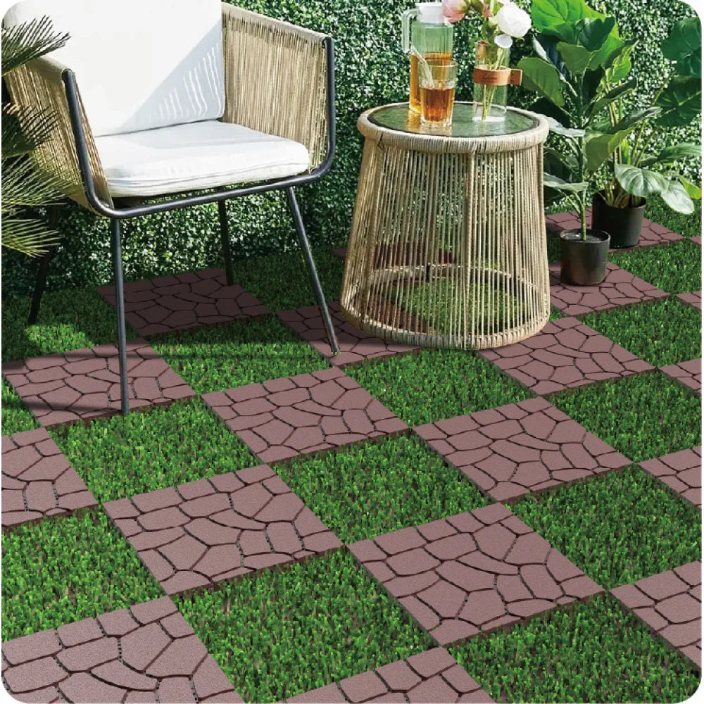 Stone Style Interlocking Patio Deck Tiles For Outdoor And Indoor Use