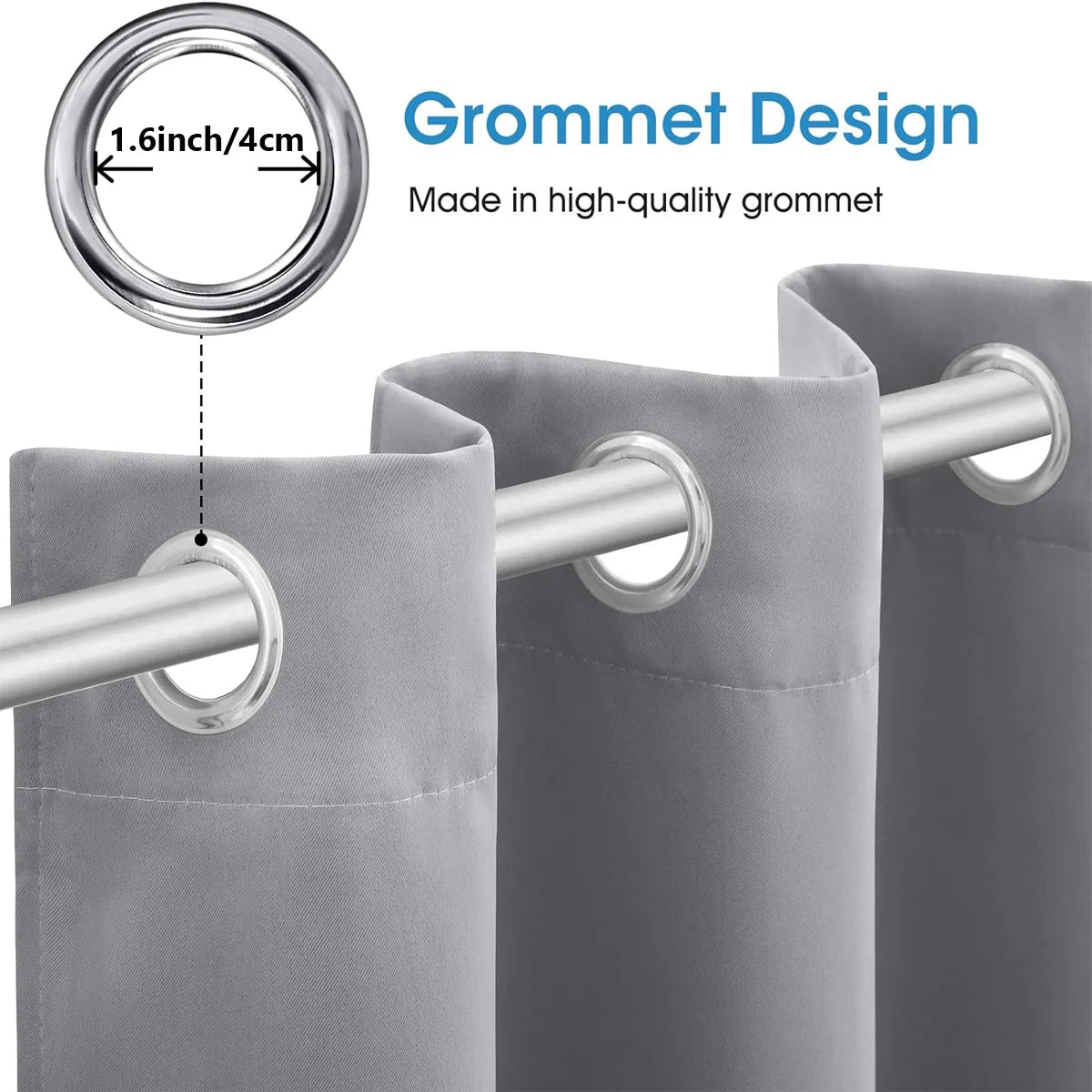 Premium Blackout Grommet Curtains With Heat Insulation And Light Blocking