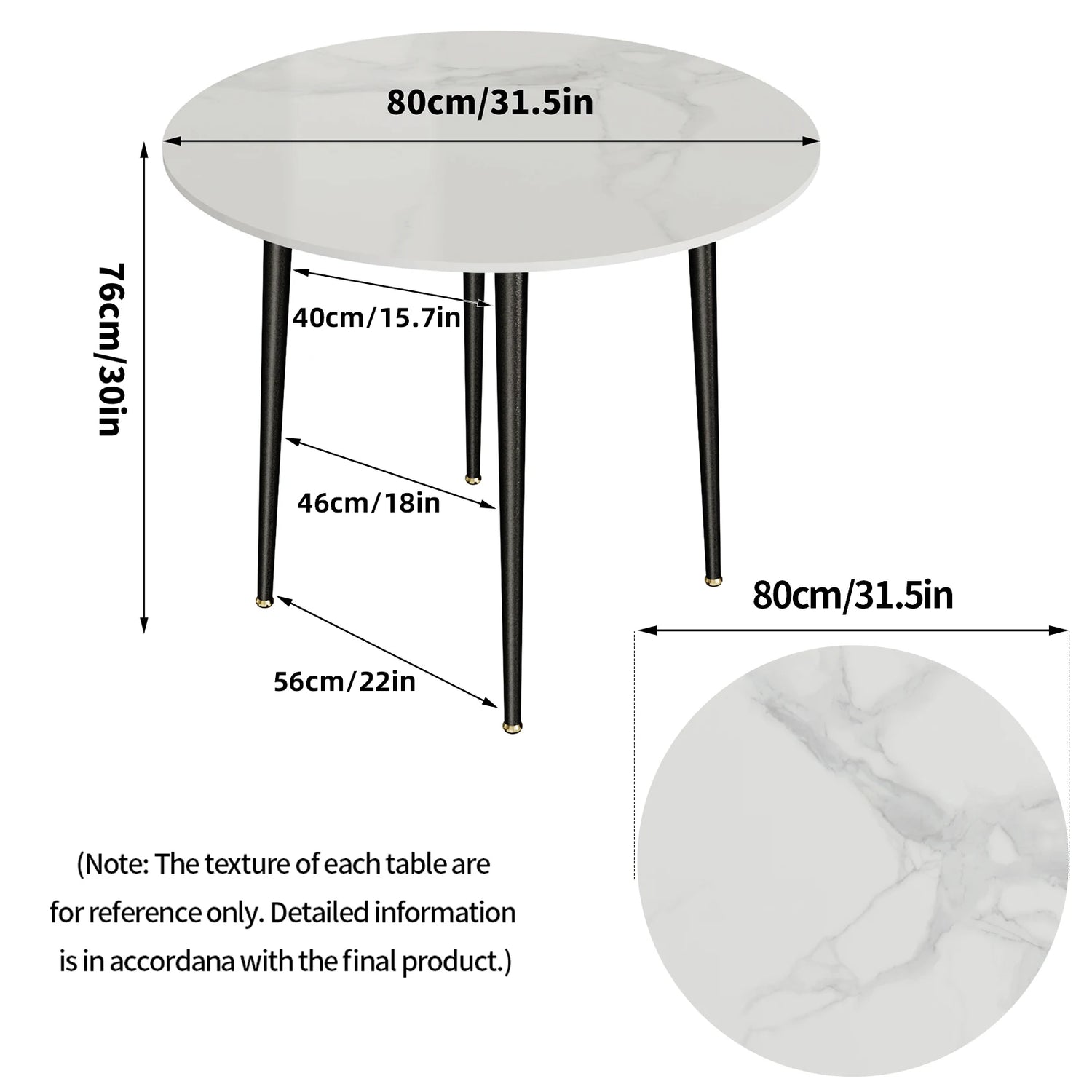 Modern Round Marble Top Dining Table With Metal Frame