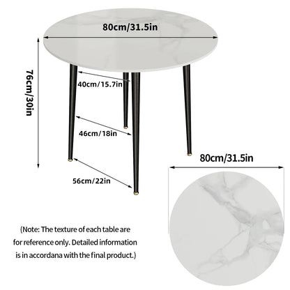 Modern Round Marble Top Dining Table With Metal Frame
