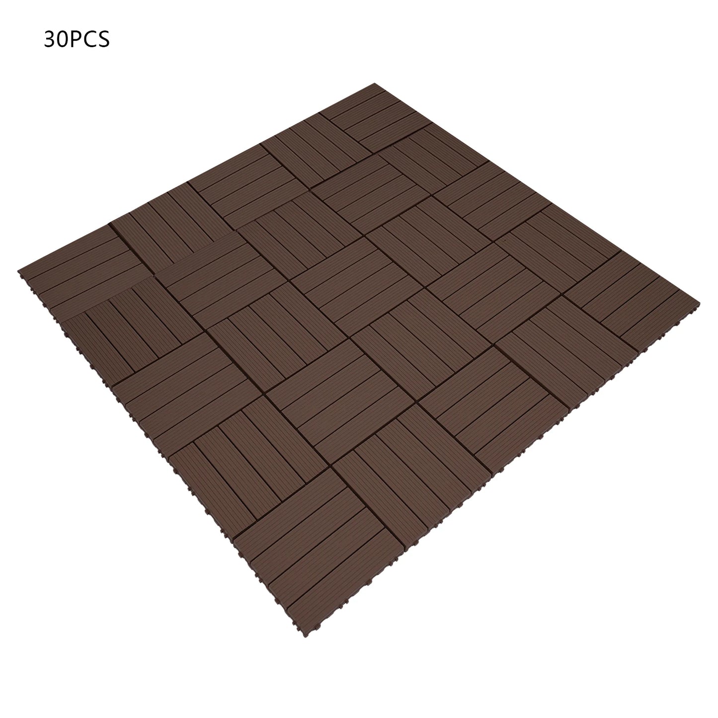 Bymaocar Interlocking Outdoor Deck Tiles Waterproof Wood Look PVC Flooring