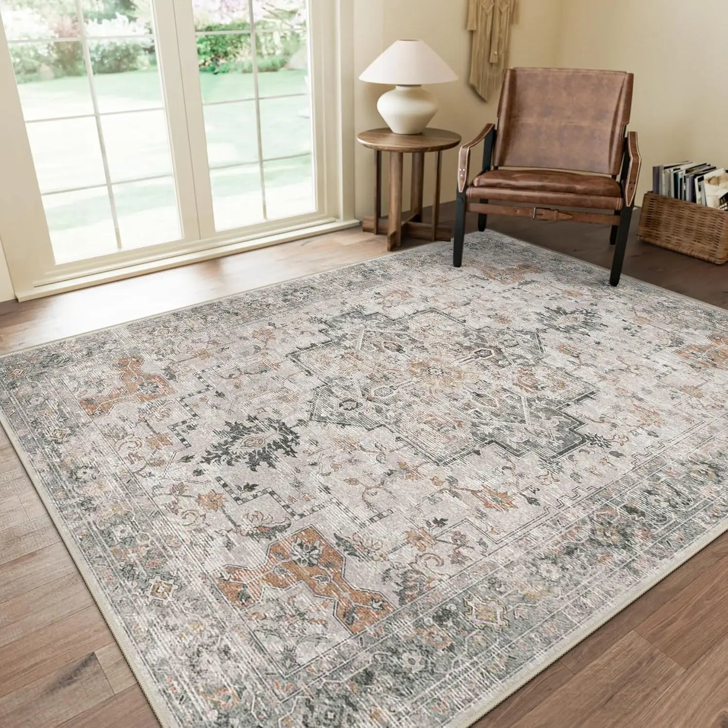 Machine Washable Anti Slip Kilim Print Area Rug For Living Room