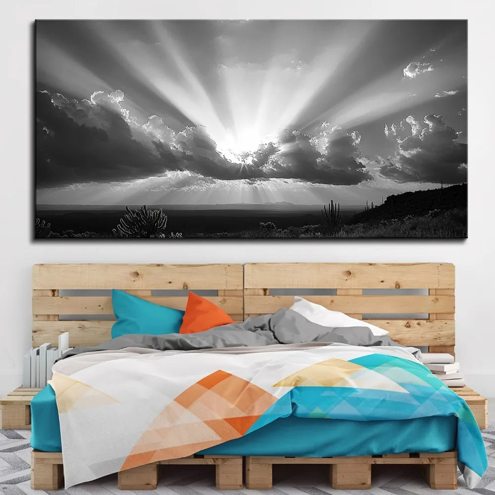 Joshua Tree Desert Oil Painting National Park Poster On Pine Frame