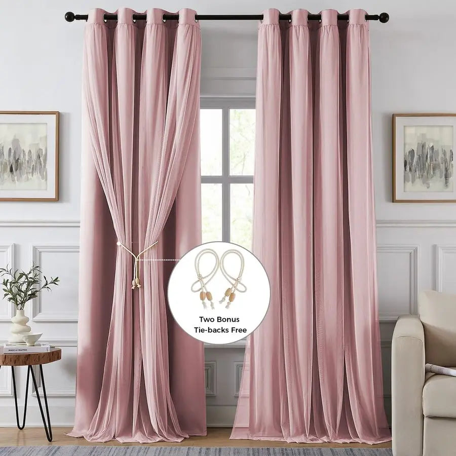 Bamboo Blackout Curtains Three Panel For Bedroom And Living Room