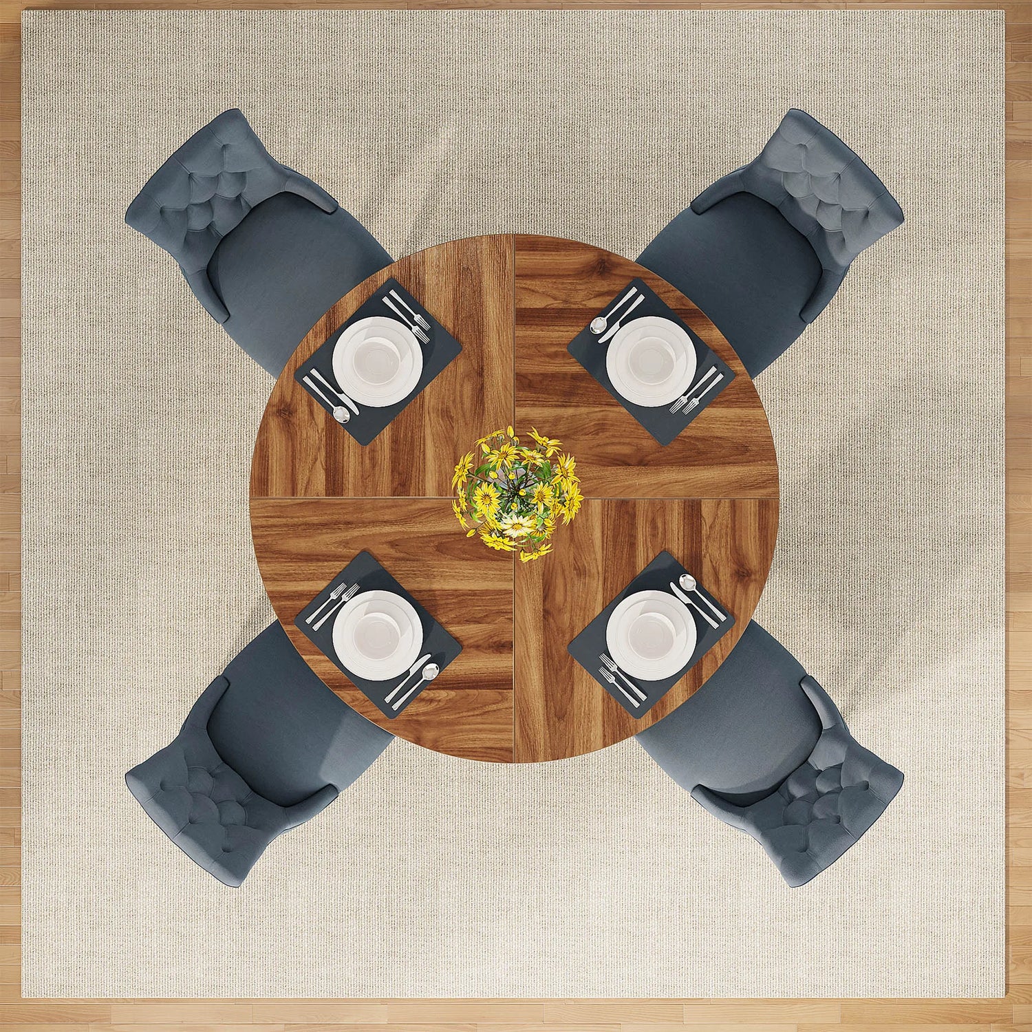 Tribesigns Round Dining Table Farmhouse Style For Dining Room