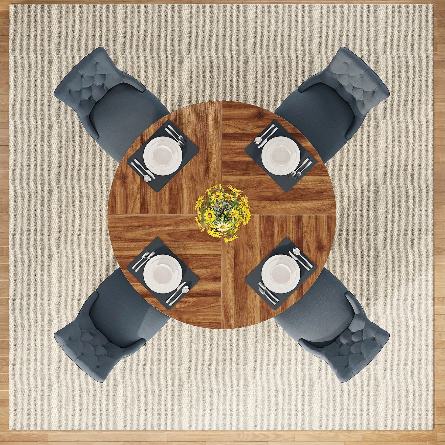 Tribesigns Round Dining Table Farmhouse Style For Dining Room