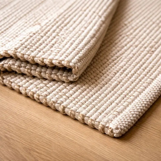 Hand Woven Jute Cotton Farmhouse Rug For Living Room Decor