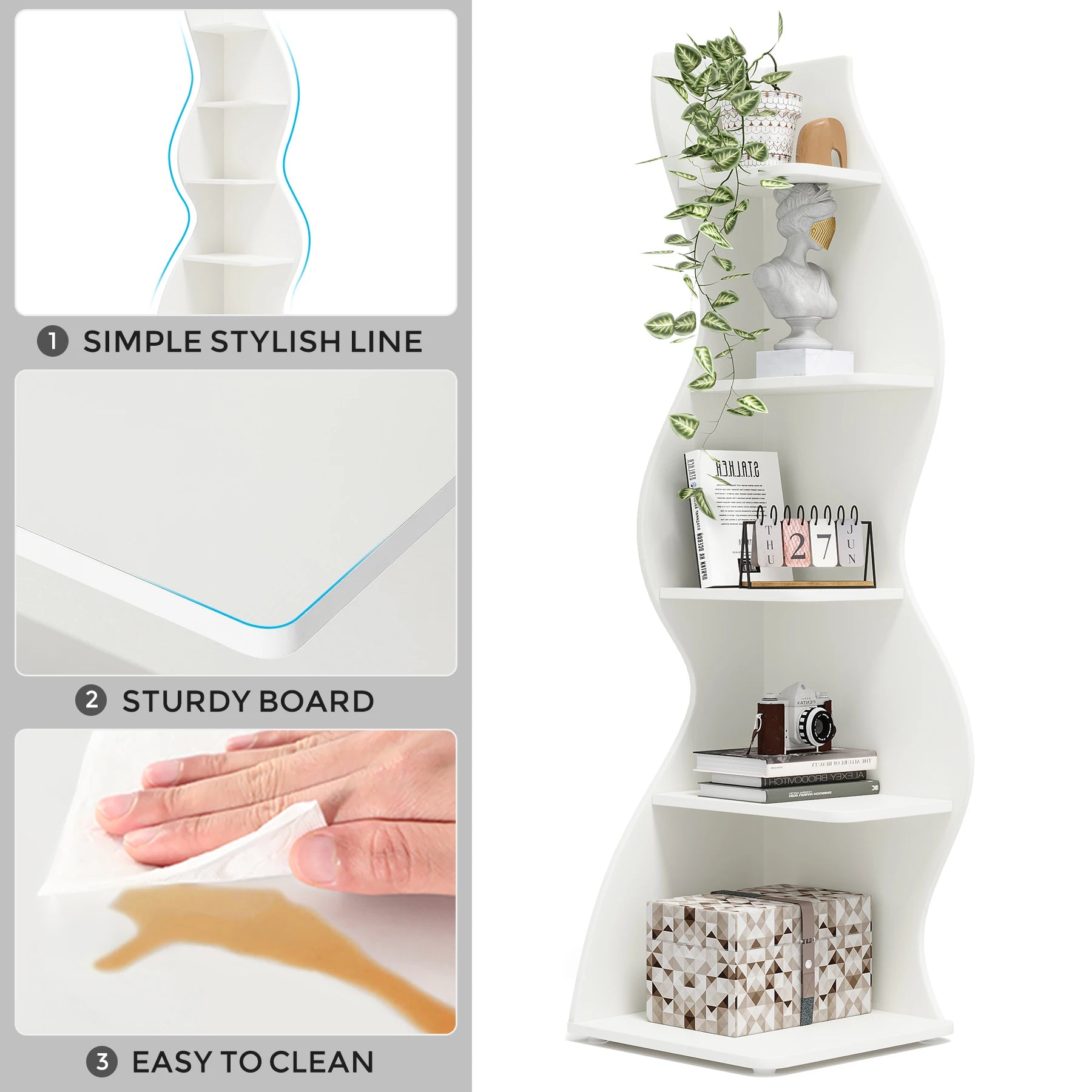 Tribesigns 5-Tier Corner Shelf Wall Bookcase and Plant Stand