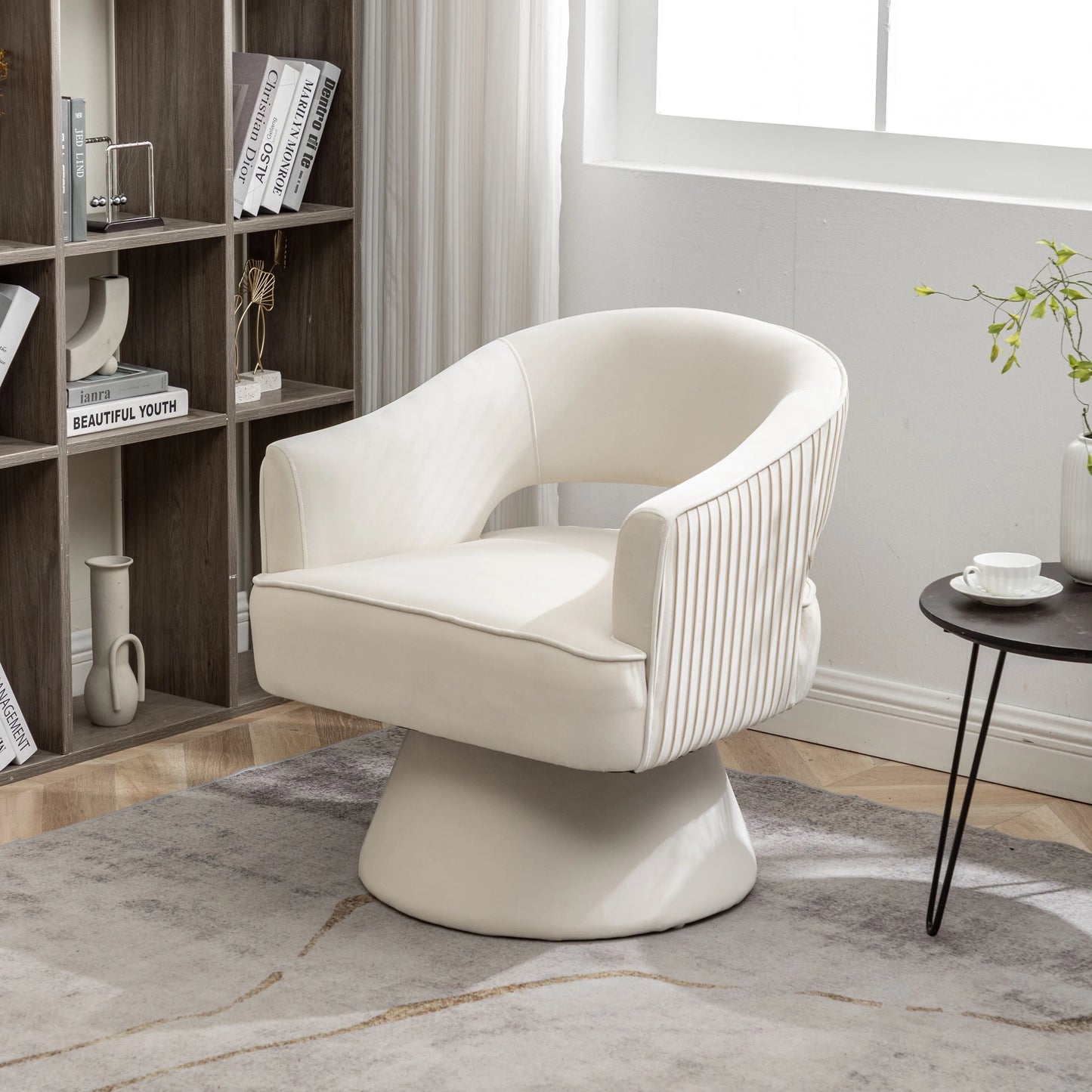 Seyner Modern Velvet Swivel Arm Chair For Living Room