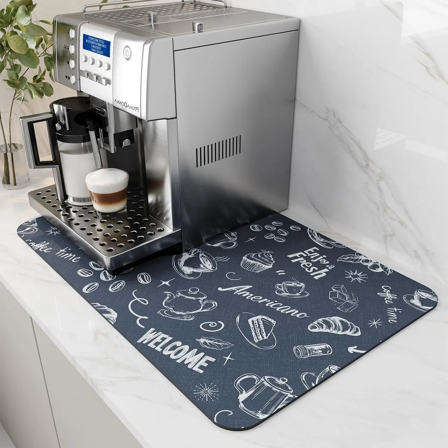 Water Absorbent Coffee Machine Mat With Rubber Backing