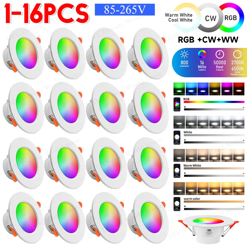 APWIKOGER Smart LED Downlight 10W RGB CCT Bluetooth Ceiling Lamp