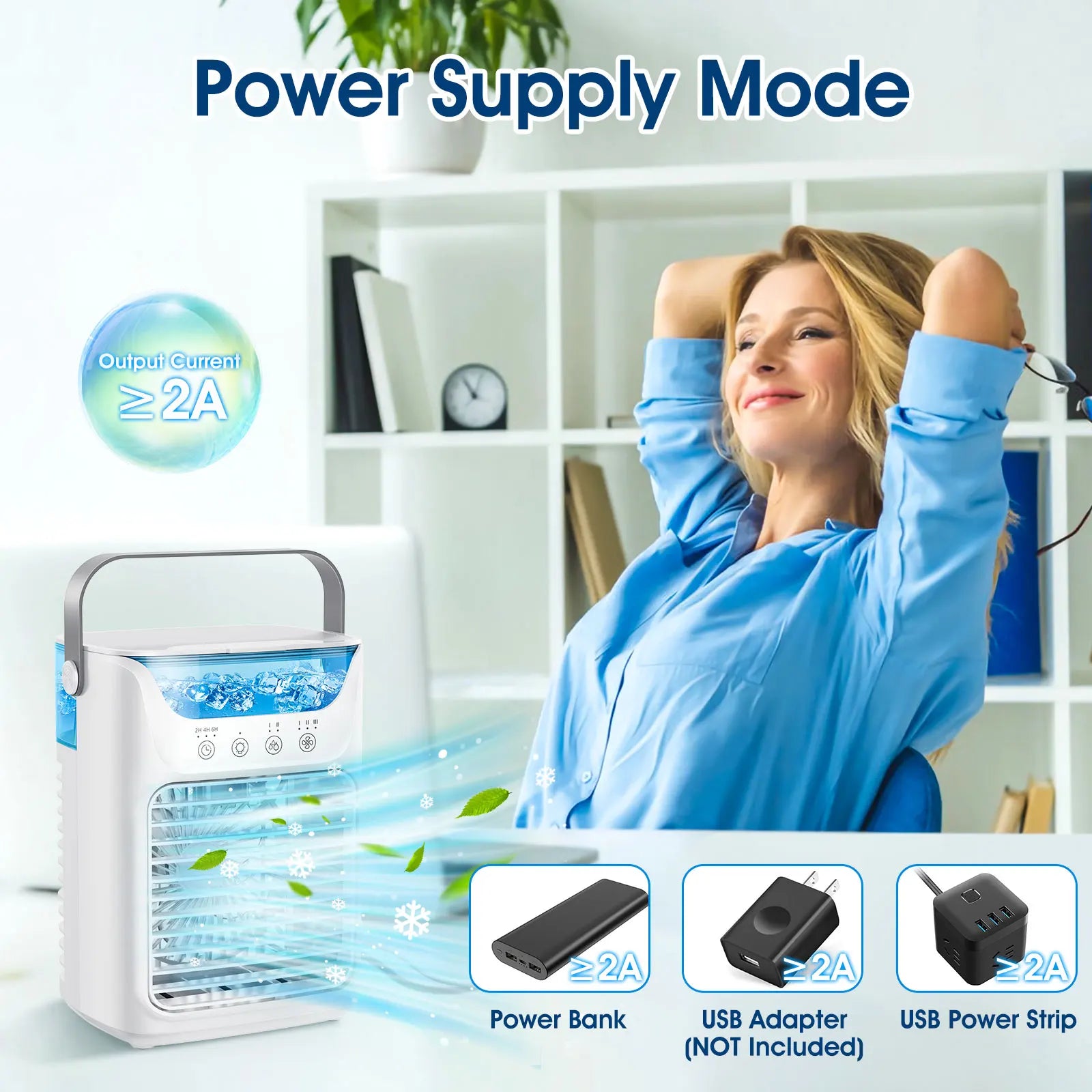 Afdeal Portable Humidifier Cooling Fan Desktop Water Tank Air Cooler
