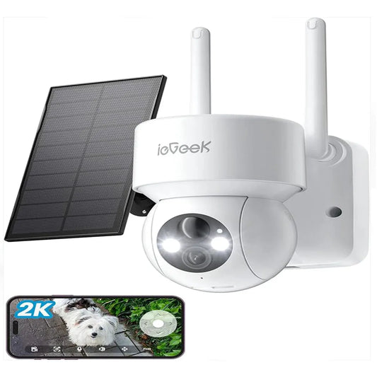 IEGEEK 2K 3MP WiFi Outdoor PTZ Security Camera With Solar Panel