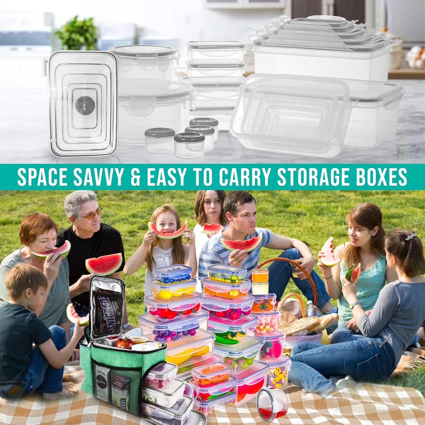 50-Piece Airtight Food Storage Containers Set BPA Free Microwave Safe