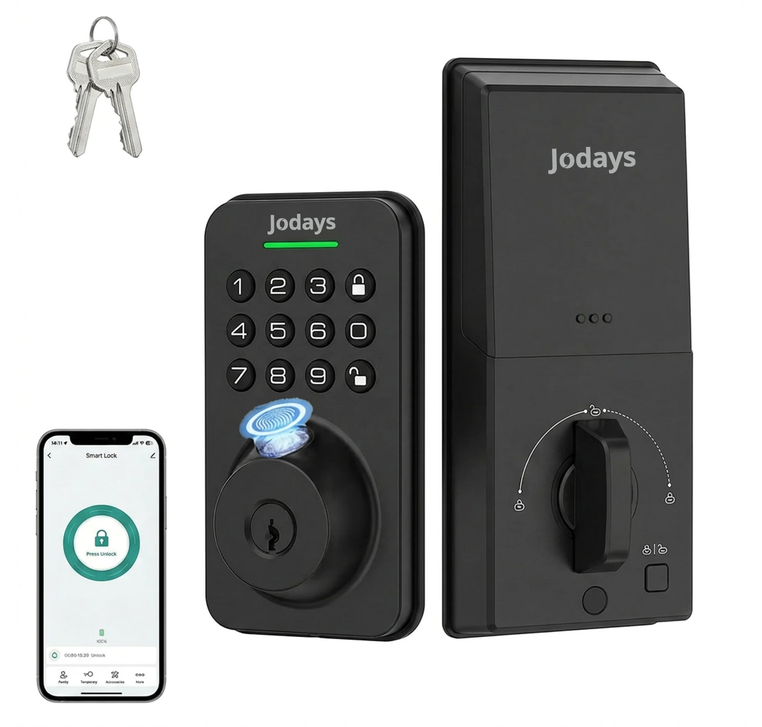 Jodays Smart Deadbolt Lock With Fingerprint, Keypad, App Control