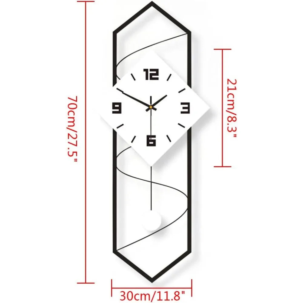 Quartz Silent Wall Clock With Metal Modern Design Home Decor