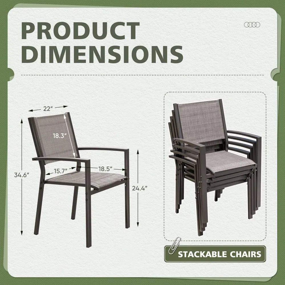 Textilene Outdoor Stackable Dining Chairs Set of 6 Patio