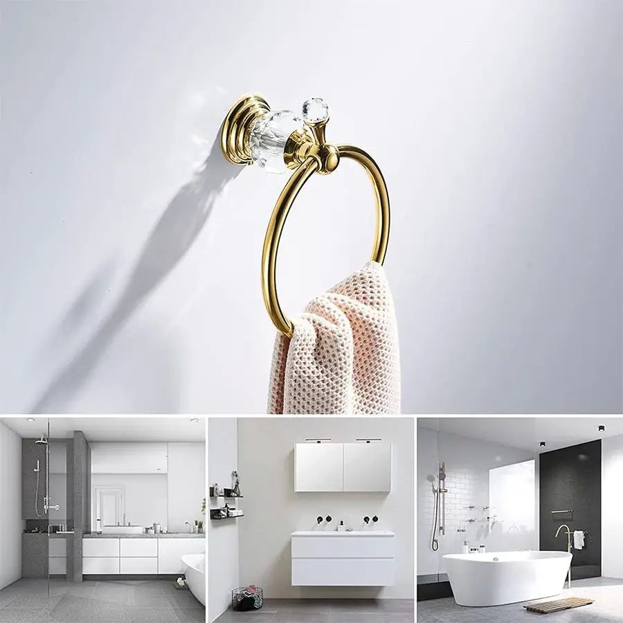 Crystal Towel Ring Toilet Paper Holder Wall Mounted