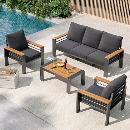 Outdoor Patio Conversation Furniture Set With Coffee Table