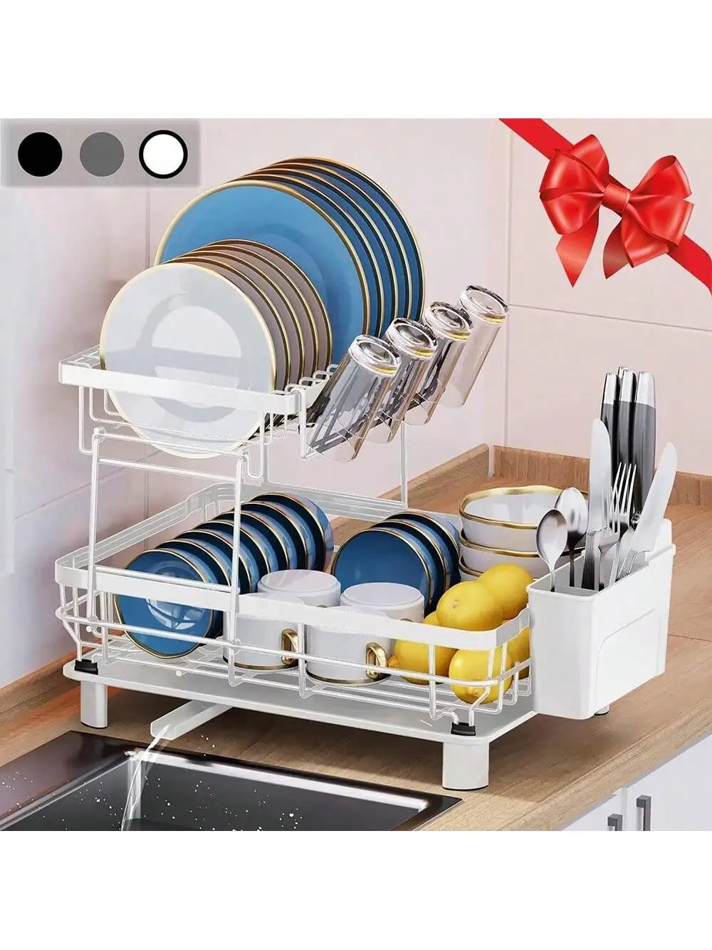 Modern Stainless Steel Dish Drying Rack With Drainboard