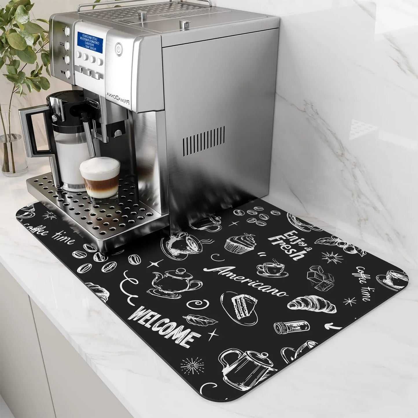 Water Absorbent Coffee Machine Mat With Rubber Backing