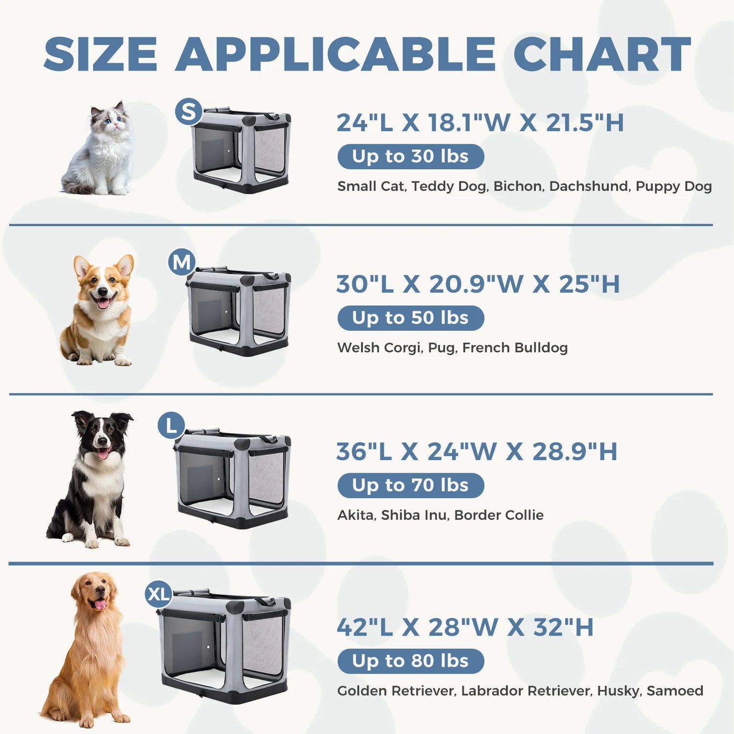 JHK Foldable Soft Dog Crate with Three Doors Portable Kennel