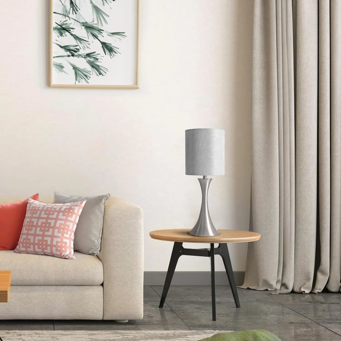 3-Way Touch Table Lamp, Metal Base, Dimmable Bedside LED Included
