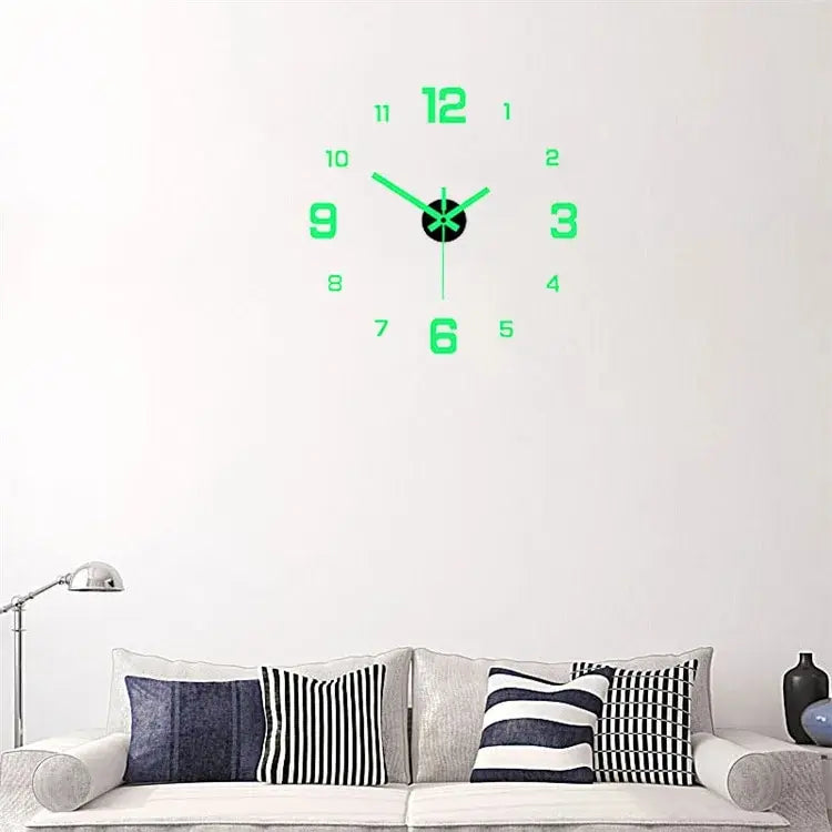 Luminous Digital Clock European Style DIY Silent Wall Sticker Clock