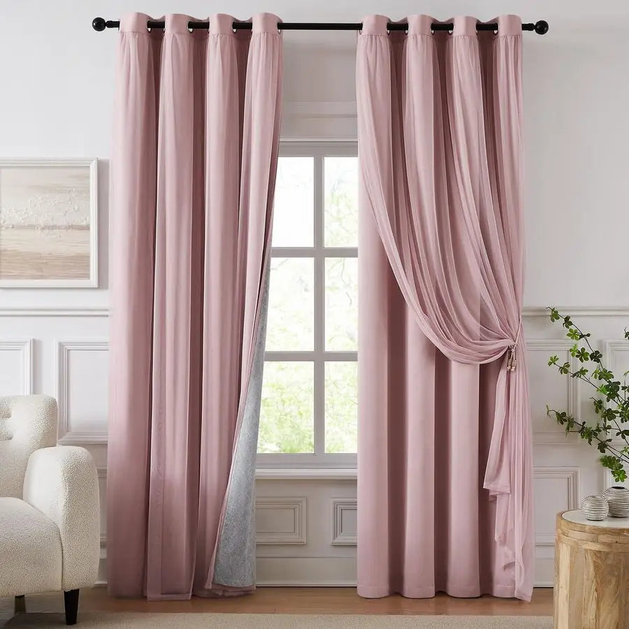 Bamboo Blackout Curtains Three Panel For Bedroom And Living Room
