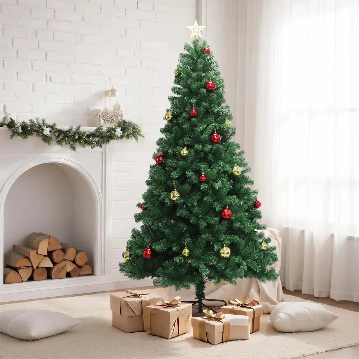 Artificial Hinged Christmas Tree With LED Lights 8 Lighting Modes