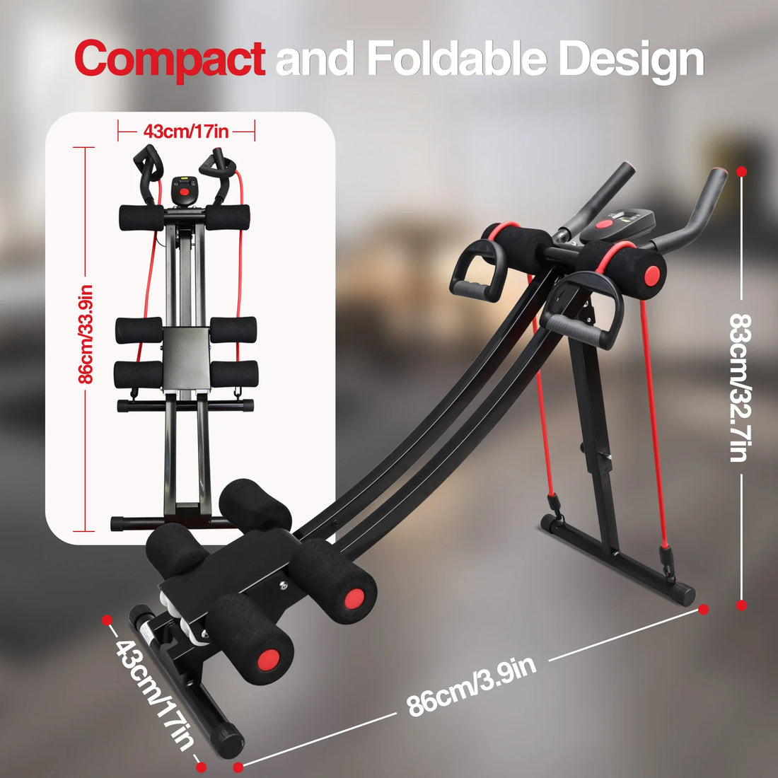 GIKPAL Foldable Ab Machine Core Trainer For Home Gym LCD Display