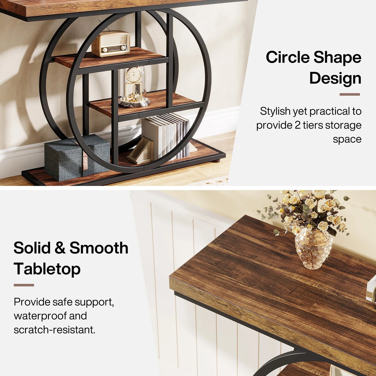 Tribesigns 4-Tier Console Table Industrial Entryway And Living Room