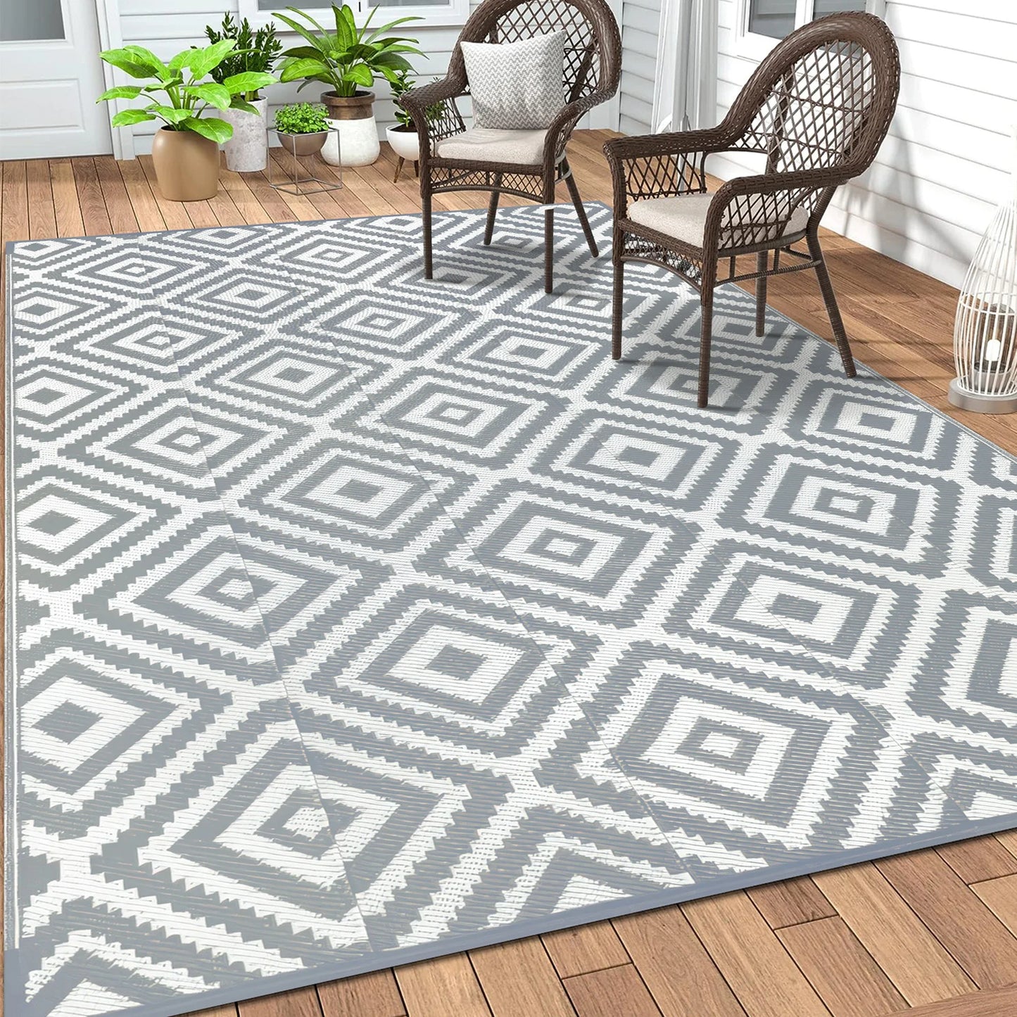 Outdoor Plastic Straw Rugs Waterproof Reversible RV Mat Patio Carpets