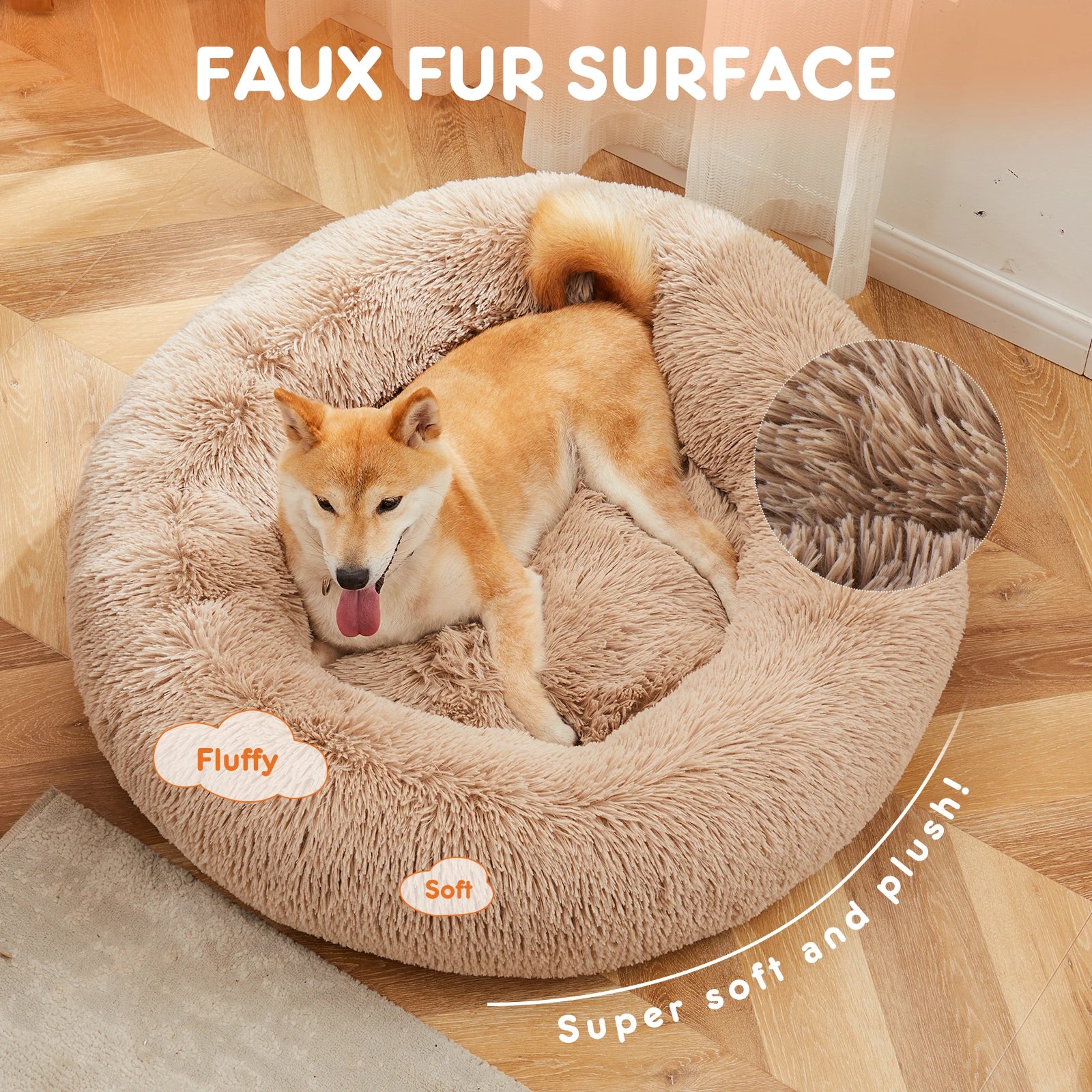 JHK Calming Dog Bed For Medium To Large Dogs Plush