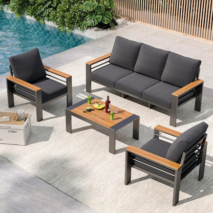 Outdoor Patio Conversation Furniture Set With Coffee Table