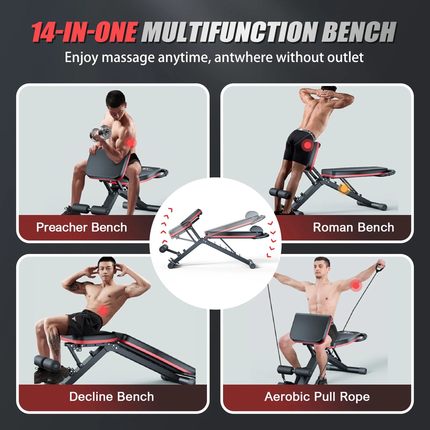 Foldable Dumbbell Bench 14-In-1 Multi-Functional For Full Body Workout