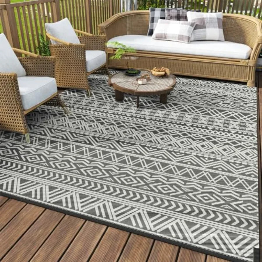Outdoor Waterproof Rug For Patio And RV Camping Reversible Straw