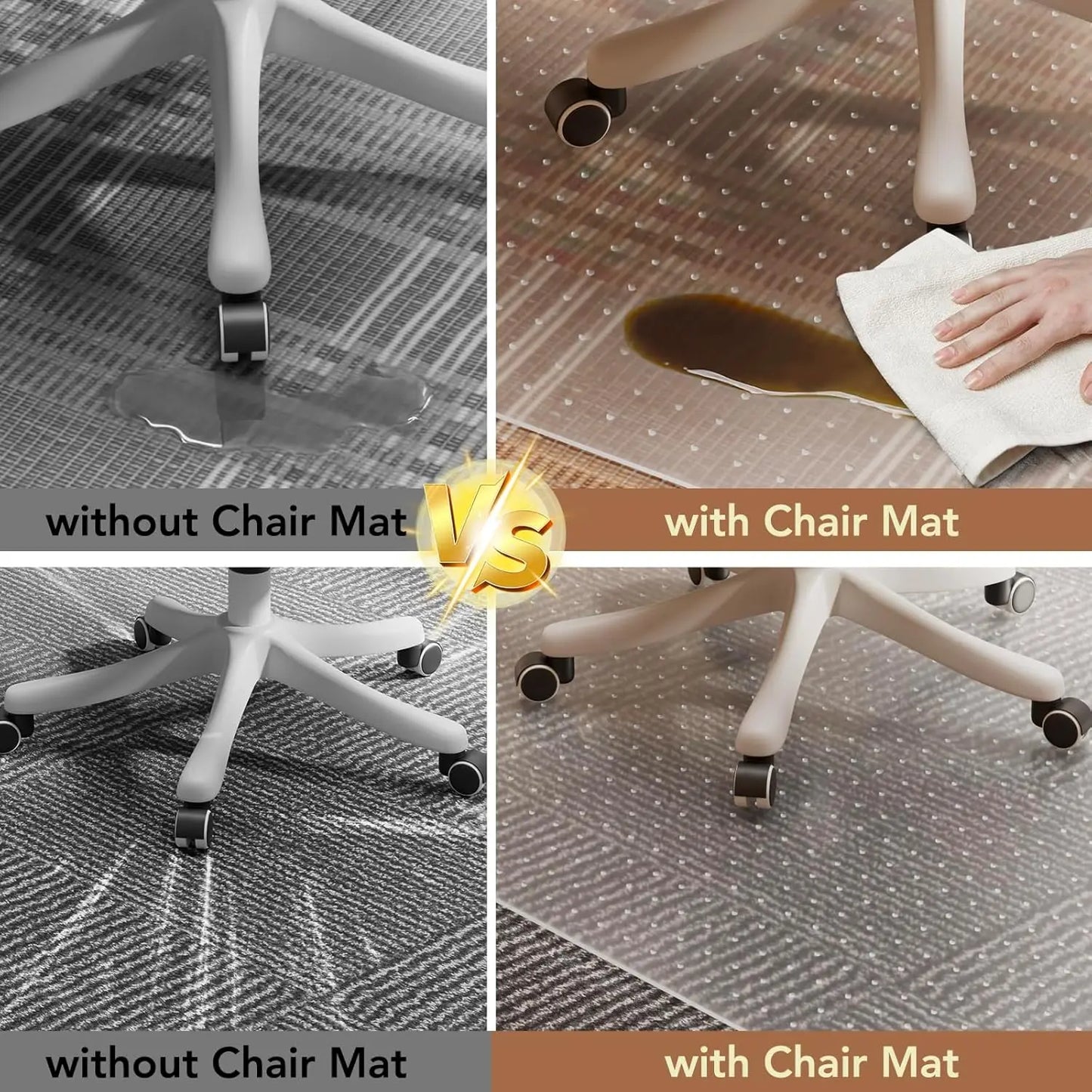 Clear Plastic Office Chair Mat For Low Pile Carpet Lip