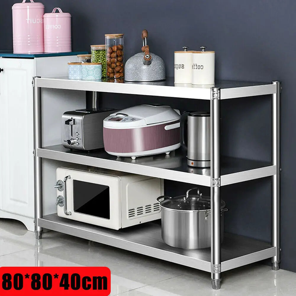 Stainless Steel Heavy Duty Storage Shelving Rack Three Tier Kitchen