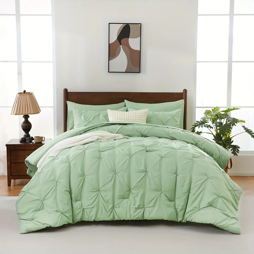 NIGHT COMFORT Pintuck Bed In A Bag Comforter Set With Sheets