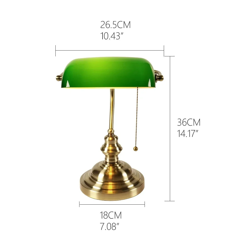 Newrays Glass Banker's Desk Lamp With Zipper Switch, E27 Base